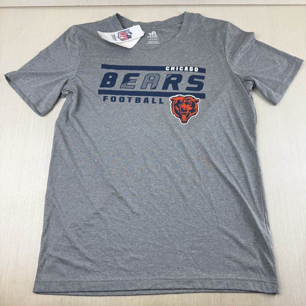 Chicago Bears Shirt Short Sleeve Boys Lg (14/16) Gray NFL Team Athletics Apparel